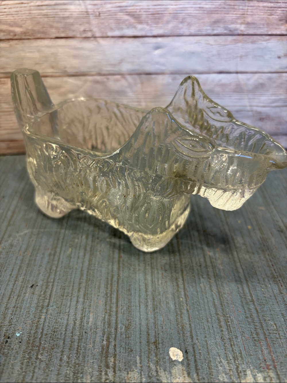 1930's L.E.Smith Clear Glass Scottie Dog Creamer Dish